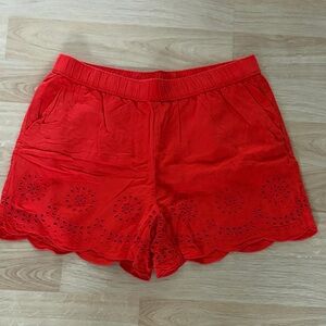 LOFT Red High Waist Eyelet Women's Shorts